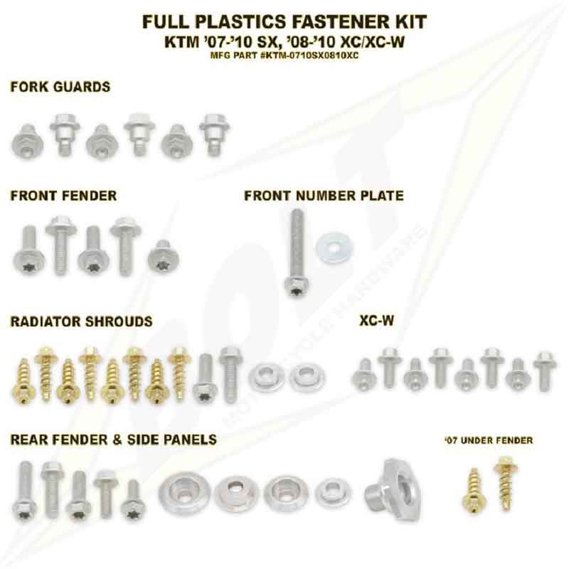 Skruvkit till plastkit (KTM SX och SXF 07-10) – Fullkit Skruvkit till plastkit (KTM SX och SXF 07-10)