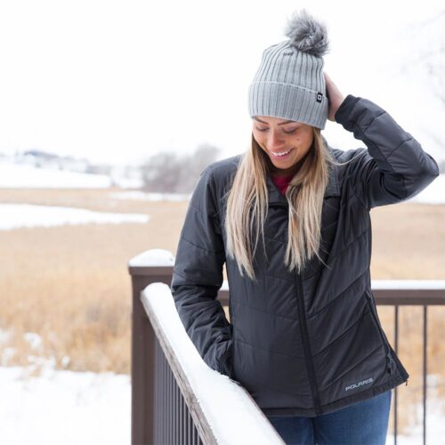 Alternative view of Polaris W Removeable Pom Beanie Gray (dam)