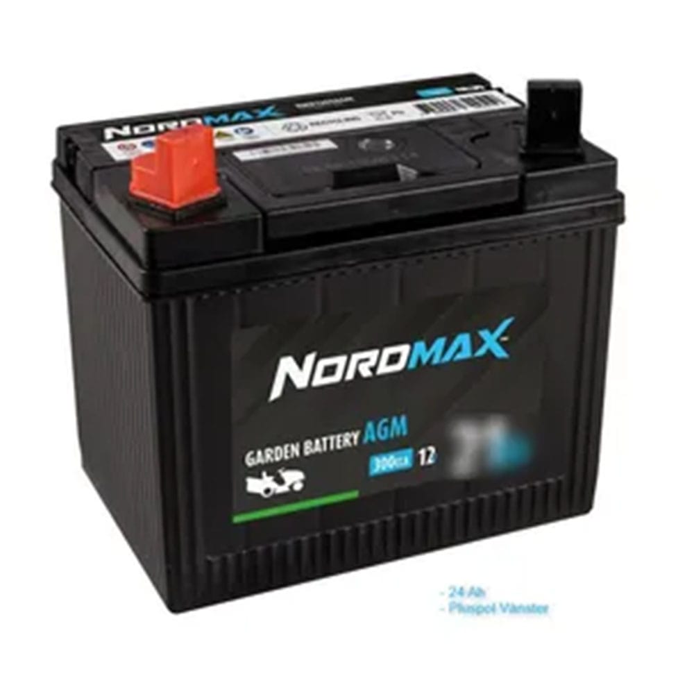 Batteri Nordmax NMU1300AGM 12V 24Ah AGM | (Pluspol Vänster) – Skog & Trädgårdsbatterier Batteri Nordmax NMU1300AGM 12V 24Ah AGM | (Pluspol Vänster)