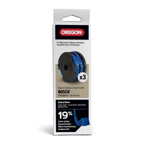 Oregon Square Twist Trimmer Line Pre-Filled Spool 3-Pack, 1.65mm Diameter, Replaces Bosch F016800351